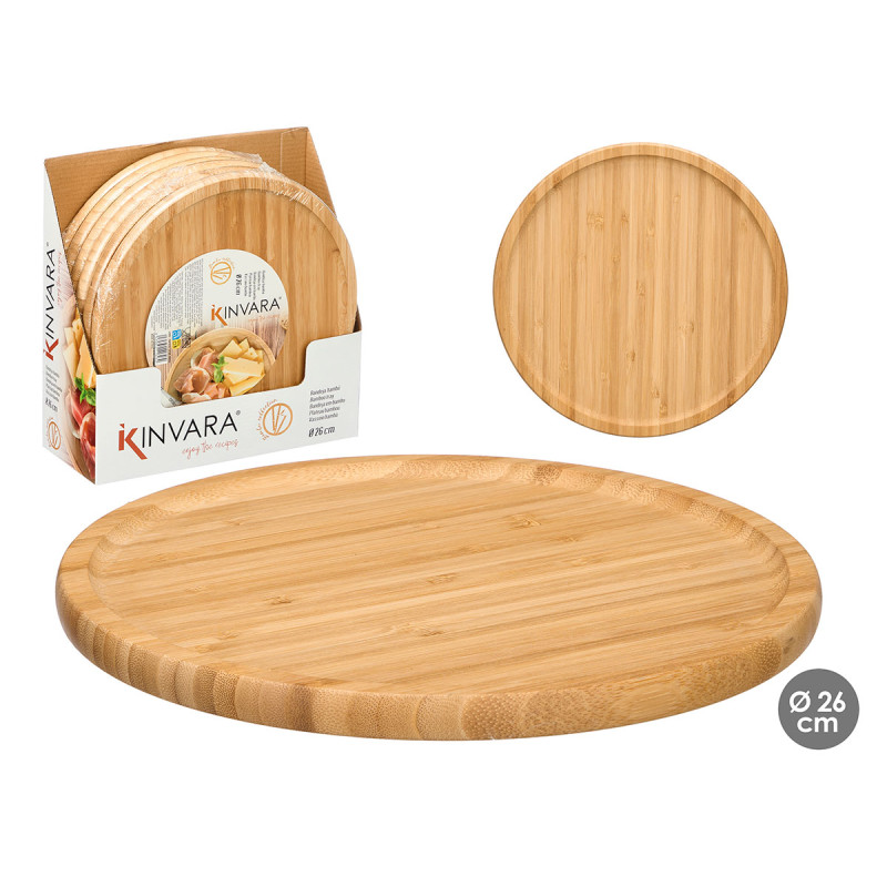BANDEJA EM BAMBU REDONDA 26X26CM