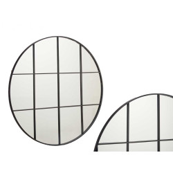 ESPELHO FORMA JANELA REDONDO 100CM PRETO