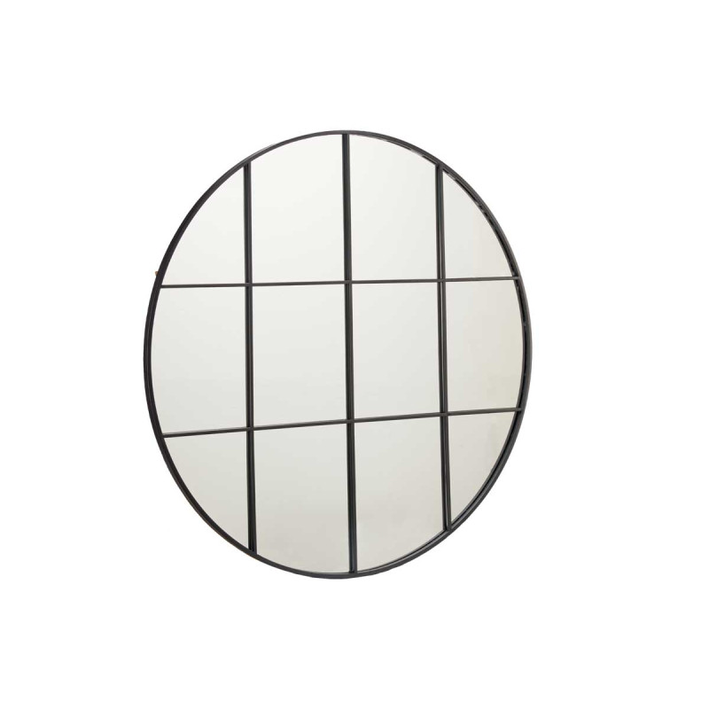 ESPELHO FORMA JANELA REDONDO 100CM PRETO