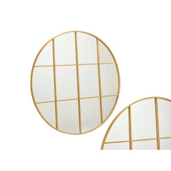 ESPELHO FORMA JANELA REDONDO 100CM DOURADO