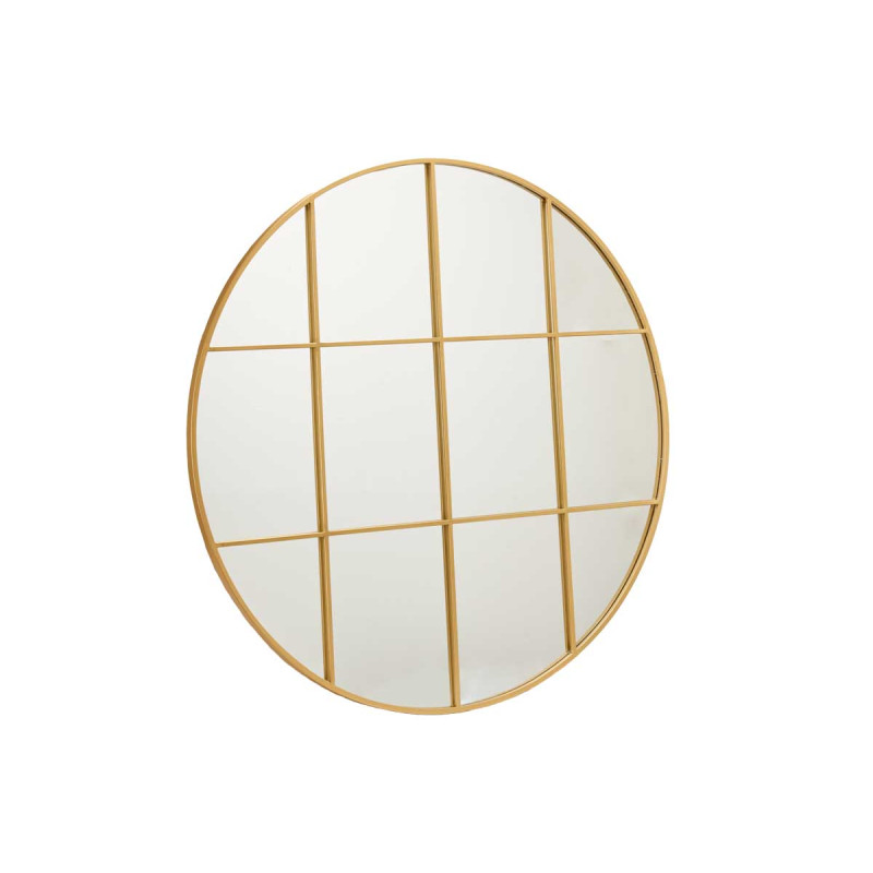 ESPELHO FORMA JANELA REDONDO 100CM DOURADO