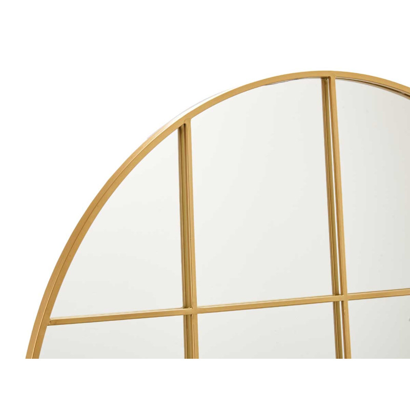 ESPELHO FORMA JANELA REDONDO 100CM DOURADO