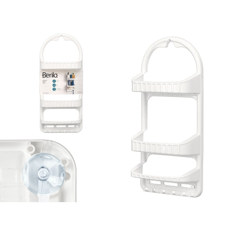 SHELF 3 HEIGHTS WHITE SUCTION CUP HANGERS