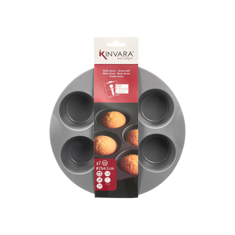 MOLDE FRITADEIRA AR SILICONE 7 COMPARTIMENTOS CINZ