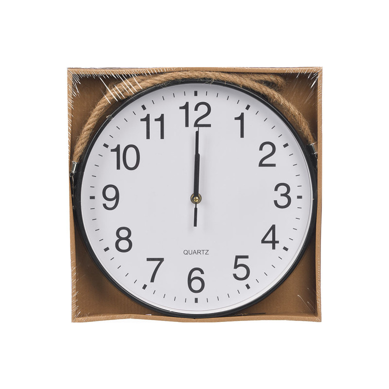 HORLOGE MURALE NOIRE CORDE A SUSPENDRE 30CM