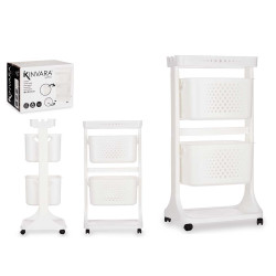 PLASTIC BASKET ORGANIZER 2 HEIGHTS WHEELS WHITE