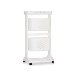 VERDULERO PLASTICO 2 ALTURAS RUEDAS BLANCO
