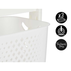 VERDULERO PLASTICO 2 ALTURAS RUEDAS BLANCO