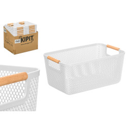 CESTA PLASTICO ASA BAMBU BLANCA 27,5X18CM