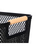 BLACK PLASTIC BASKET BAMBOO HANDLE 27,5X18CM