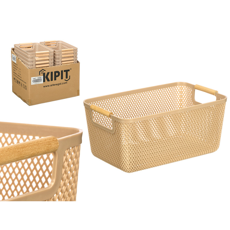CESTO PLASTICO BEGE PEGA BAMBU 27,5X18CM