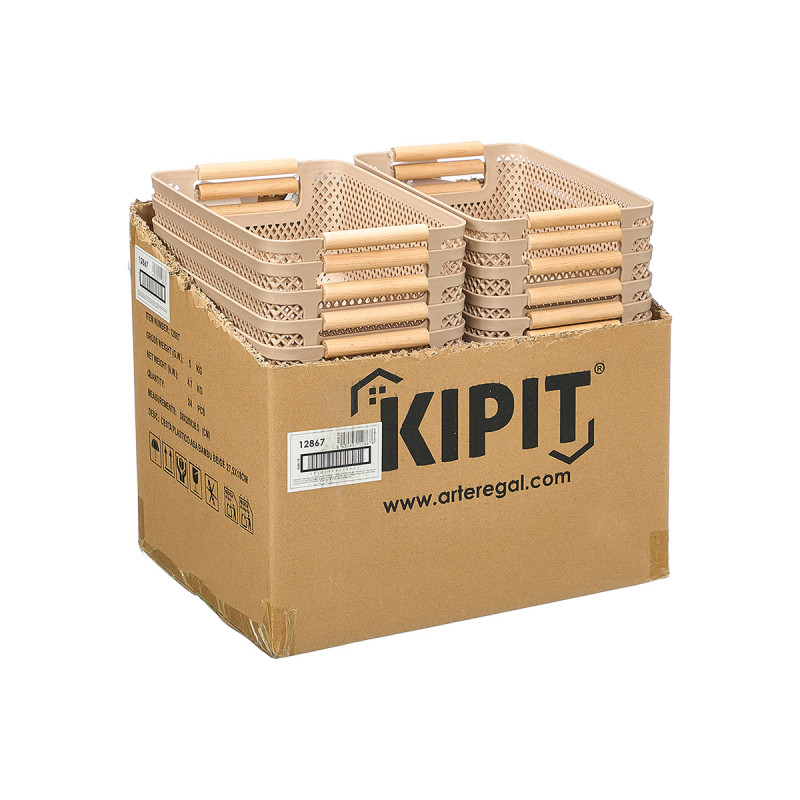 CESTA PLASTICO ASA BAMBU BEIGE 27,5X18CM