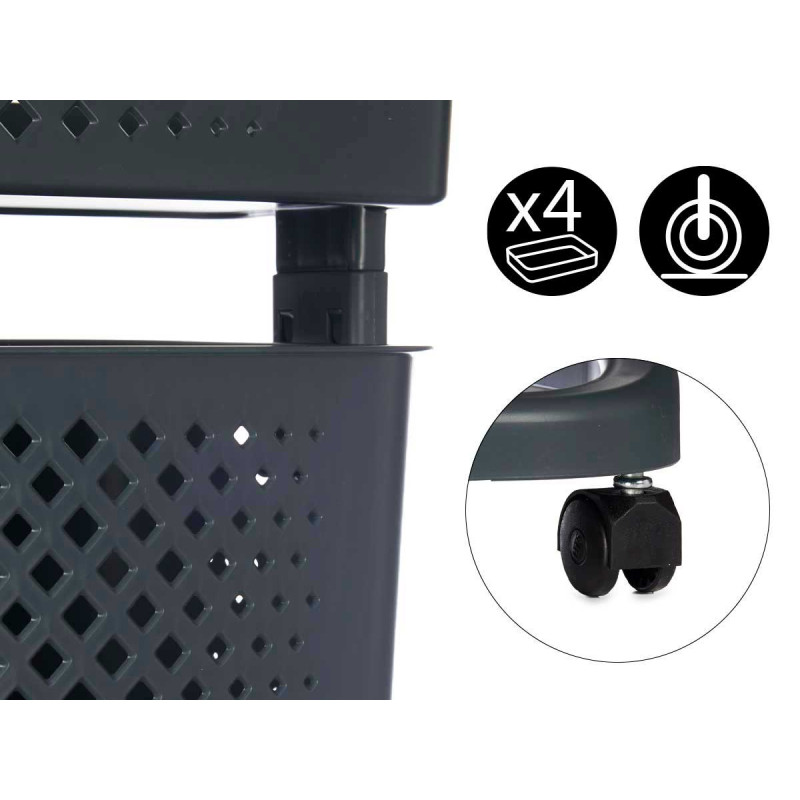 CIOTOLA PLASTICA VERDE 2 FILE RUOTE ANTRACITE