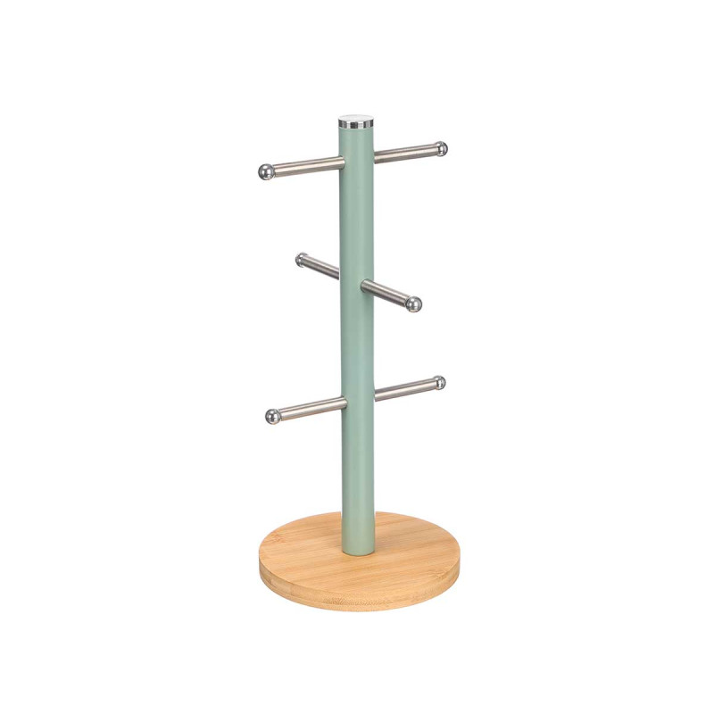 SOPORTE 6 TAZAS BASE BAMBU VERDE MENTA