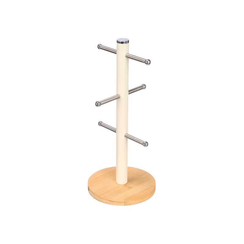 CREAM BAMBOO BASE 6 CUPS HOLDER