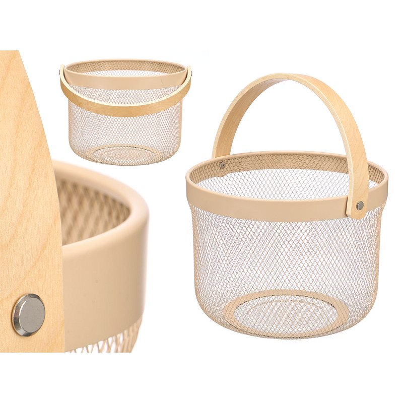 PANIER BAMBOU BEIGE A ANSE RONDE