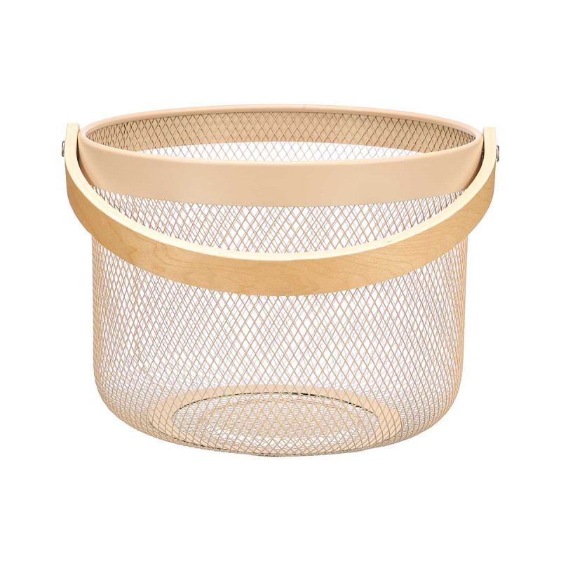 CESTA REDONDA ASA BAMBU BEIGE