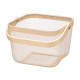 CESTINO QUADRATO BEIGE MANICO BAMBU