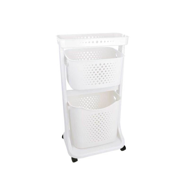 ROPERO PLASTICO 2 ALTURAS RUEDAS BLANCO