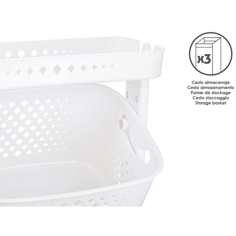 ROPERO PLASTICO 2 ALTURAS RUEDAS BLANCO