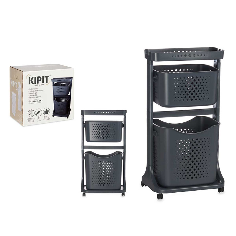 ABBIGLIAMENTO IN PLASTICA 2 FILE RUOTE ANTRACITE