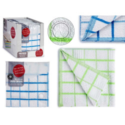 50X50CM BLUE GREEN SQUARES MICROFIBER CLOTH ASSORT