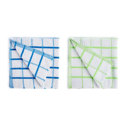 CHIFFON MICROFIBRE 50X50CM CARRES SET BLEU ET VERT