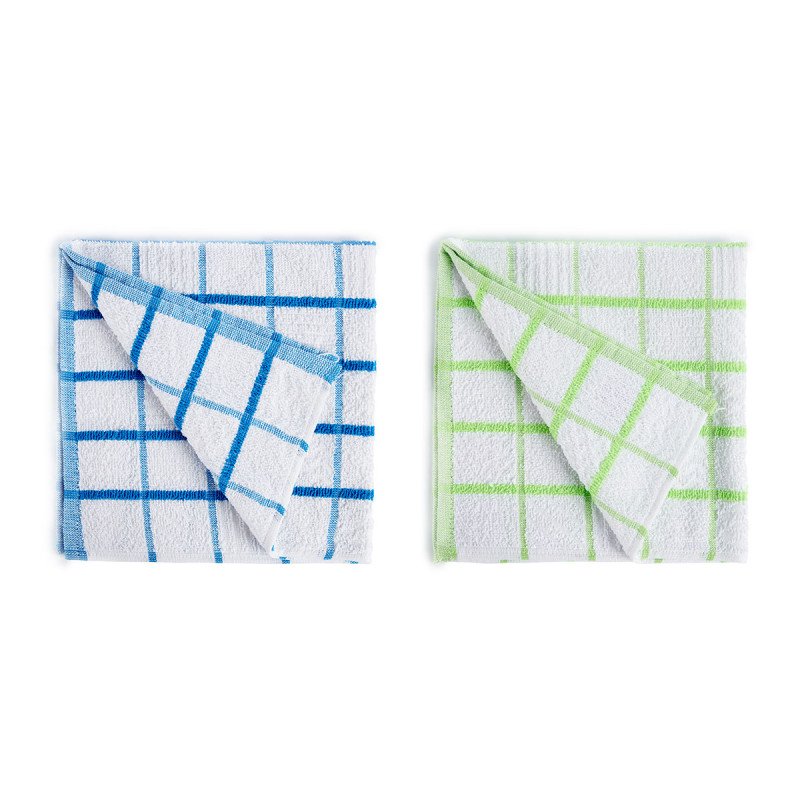 CHIFFON MICROFIBRE 50X50CM CARRES SET BLEU ET VERT