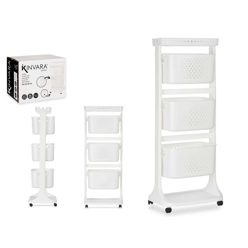 MOVEL PLASTICO 3 ALTURAS RODAS BRANCO 