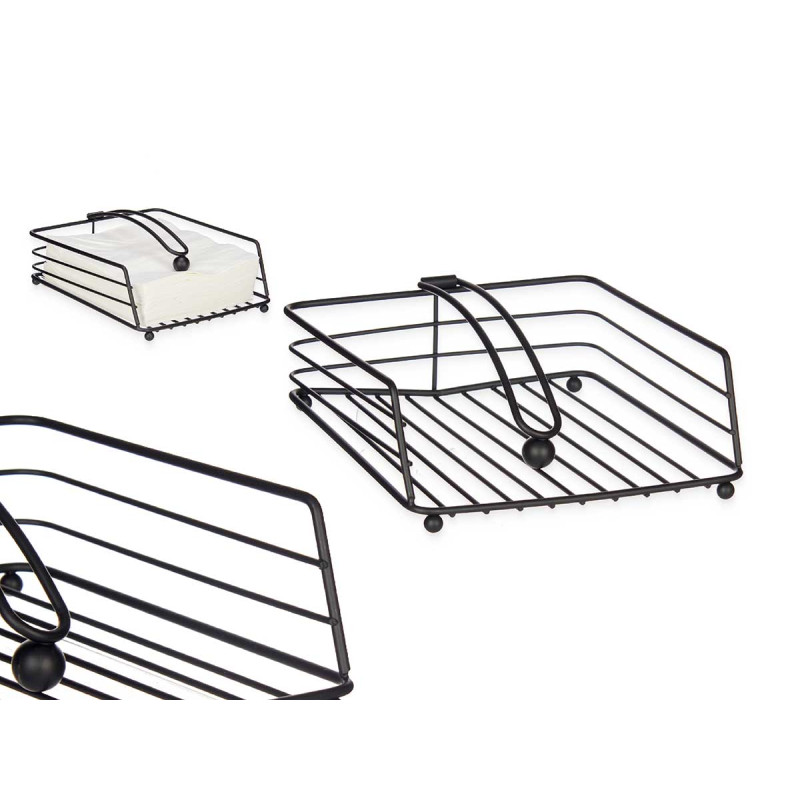 SQUARE BLACK METAL NAPKIN HOLDER