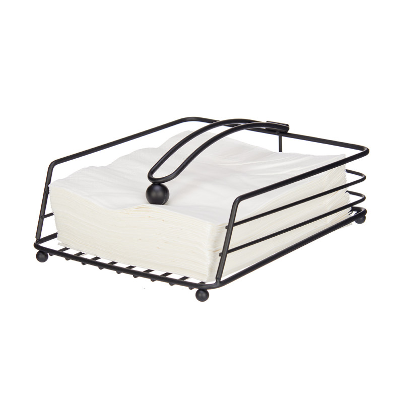 SQUARE BLACK METAL NAPKIN HOLDER