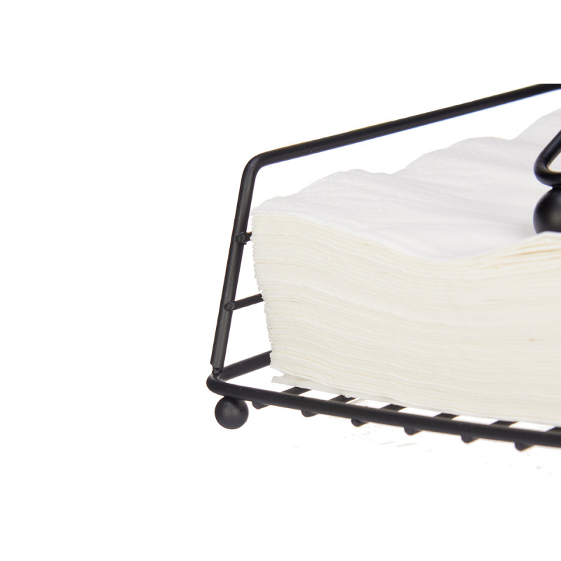 SQUARE BLACK METAL NAPKIN HOLDER