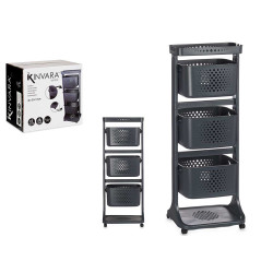 ANTHRACITE PLASTIC ORGANIZER BASKER 3 HGTS WHEELS