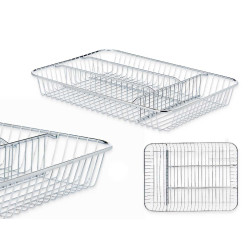 PORTE-COUVERTS 4 COMPARTIMENTS MÉTAL CHROME