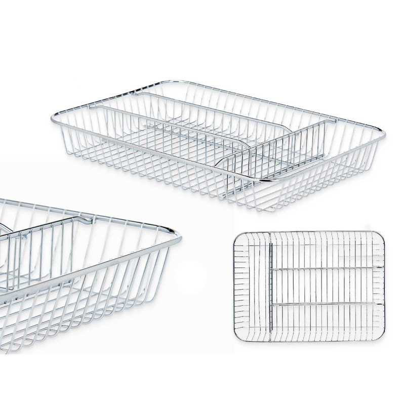 METAL CUTLERY TRAY 4 COMPARTMENTS CHROME PLATED