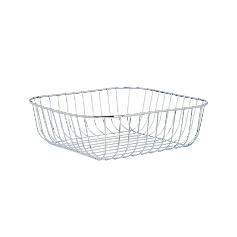 SQUARE METAL FRUIT BOWL CHROME PLATED