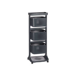ANTHRACITE PLASTIC ORGANIZER BASKER 3 HGTS WHEELS