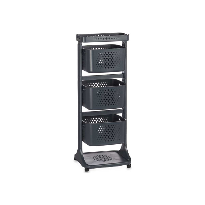 ANTHRACITE PLASTIC ORGANIZER BASKER 3 HGTS WHEELS
