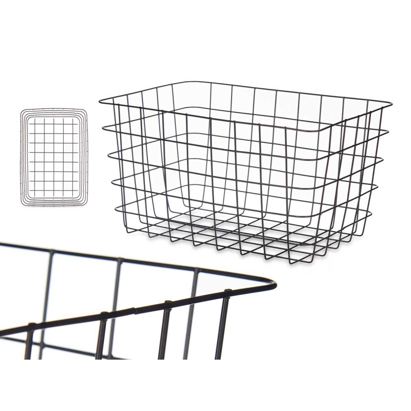 CESTA METAL NEGRA RECTANGULAR GRD