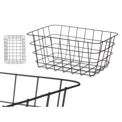 BLACK METAL SQUARE BASKET MEDIUM