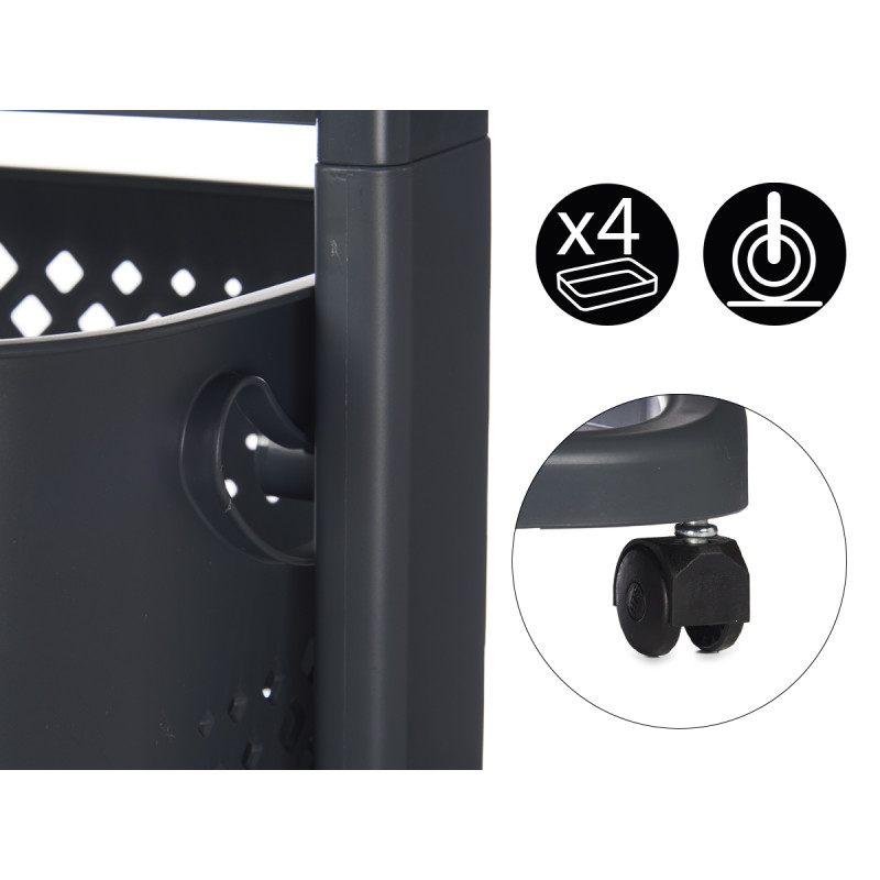 MOVEL PLASTICO 3 ALTURAS RODAS ANTRACITE  