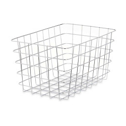 BLACK METAL SQUARE BASKET CHROME PLATED LARGE