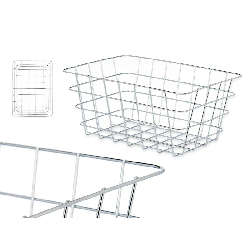 PANIER MÉTAL CHROME RECTANGULAIRE MOYENE