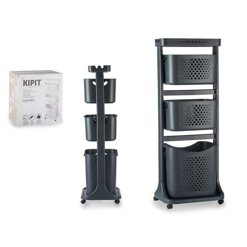 ANTHRACITE PLST CLOTHES ORGANIZER 3 HEIGHTS WHEELS
