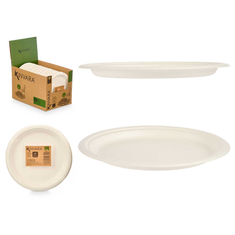 SET 6 ASSIETTES PLATES BIODÉGRADABLES GRAND