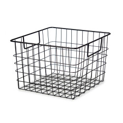 BASKET WITH HANDLE IN MATT BLACK STEEL