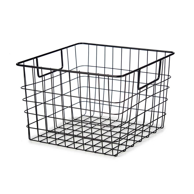 BASKET WITH HANDLE IN MATT BLACK STEEL