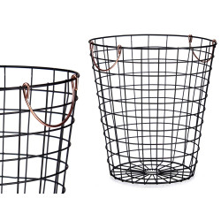 BLACK STEEL BASKET WITH BRASS HANDLE