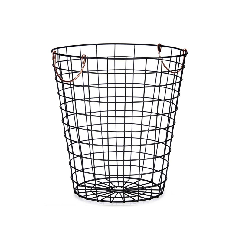 BLACK STEEL BASKET WITH BRASS HANDLE