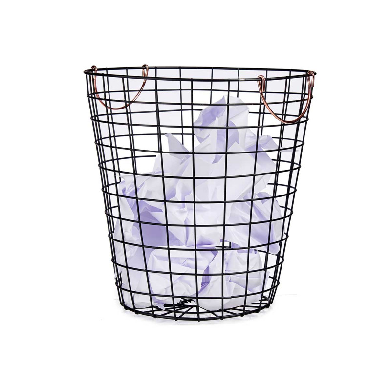 BLACK STEEL BASKET WITH BRASS HANDLE